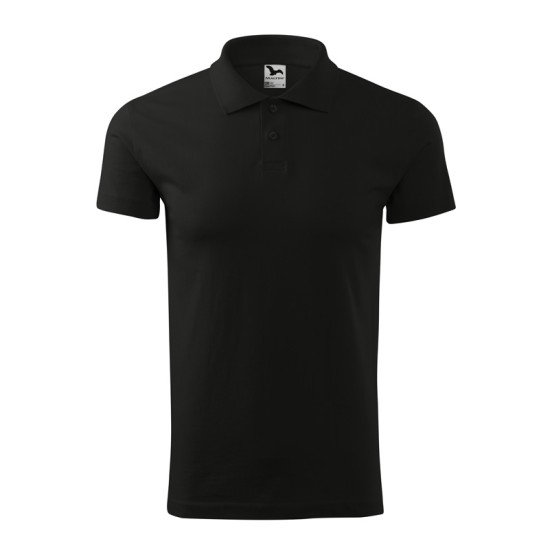 Férfi galléros póló, fekete, 180 g/m²