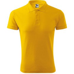 Férfi galléros pique póló, sárga, 200 g/m²