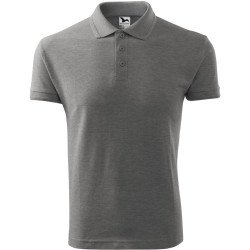 Férfi galléros pique póló, sötétszürke melírozott, 200 g/m²