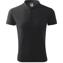 Férfi galléros pique póló, antracit melírozott, 200 g/m²